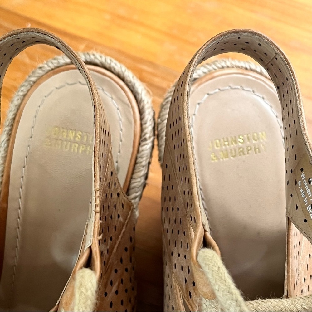 Johnston & Murphy Women’s Mandy Leather Wedge Espadrille Sandals - Picture 8 of 11
